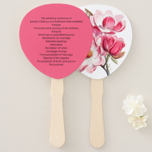 Southern Pink Magnolia Wedding Program Fan