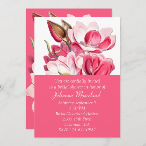 Southern Pink Magnolias Bridal Shower Invitation