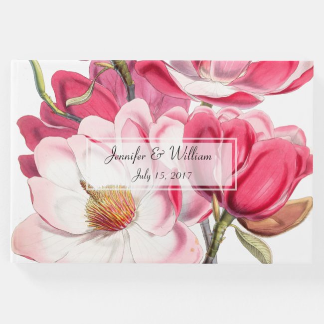 Southern Pink Magnolias Wedding Guest Book