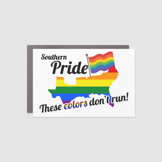 Southern Pride LGBT Rainbow Flag Bumper Sticker Car Magnet (Front)