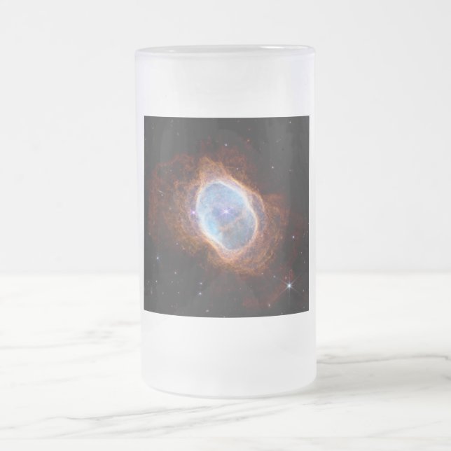 Southern Ring Nebula Space James Webb Telescope Frosted Glass Beer Mug (Center)