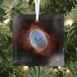 Southern Ring Nebula Space James Webb Telescope Glass Ornament