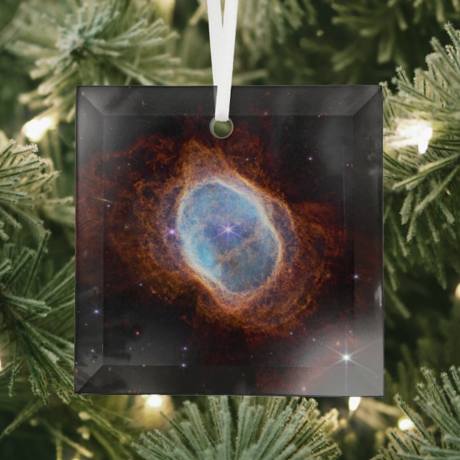 Southern Ring Nebula Space James Webb Telescope Glass Ornament (Insitu)