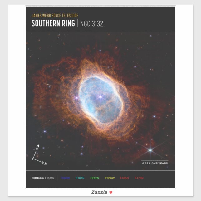 Southern Ring Nebula Space James Webb Telescope Sticker (Sheet)