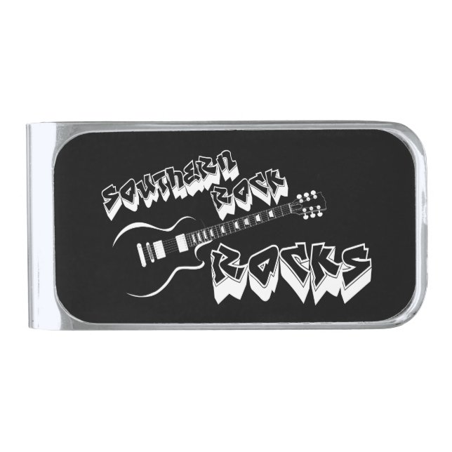 Southern rock music silver finish money clip (Front)