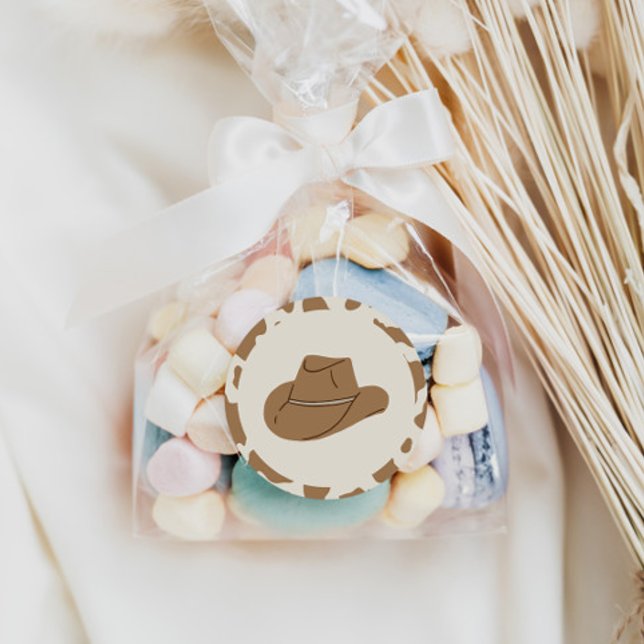 Southern Rodeo Neutral Cowboy Birthday Classic Round Sticker (Creator Uploaded)