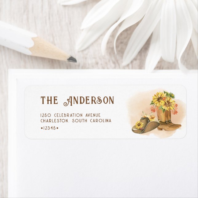 Southern Rodeo Neutral Cowboy Rustic Baby Shower Label (Insitu)