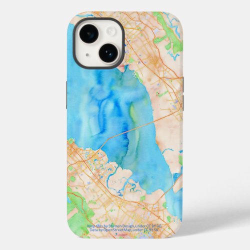 Southern San Francisco Bay Watercolor Map Case_Mate iPhone 14 Case