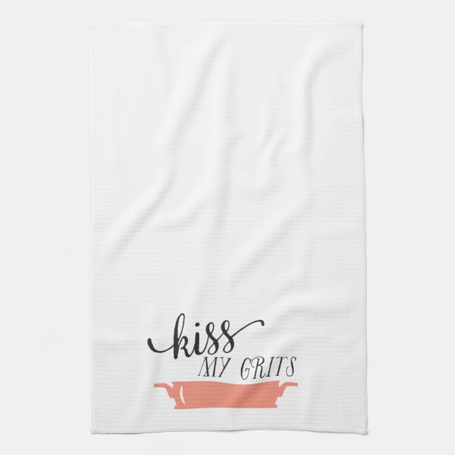 Southern Sayings: Kiss My Grits Kitchen Towel (Vertical)