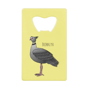 Southern screamer bird cartoon illustration credit card bottle opener