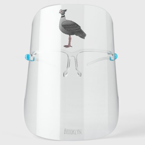 Southern screamer bird cartoon illustration face shield