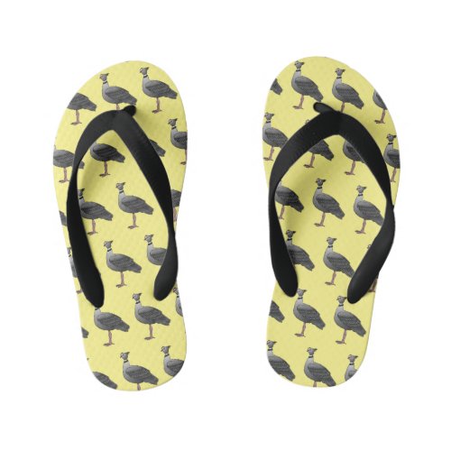 Southern screamer bird cartoon illustration  kids flip flops