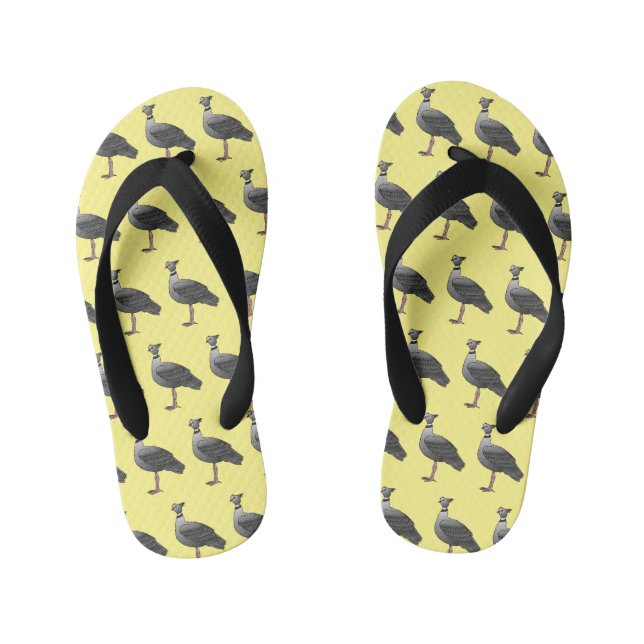 Southern screamer bird cartoon illustration  kid's flip flops (Footbed)