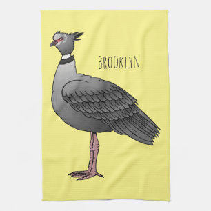 Southern screamer bird cartoon illustration kitchen towel