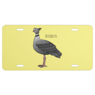 Southern screamer bird cartoon illustration license plate