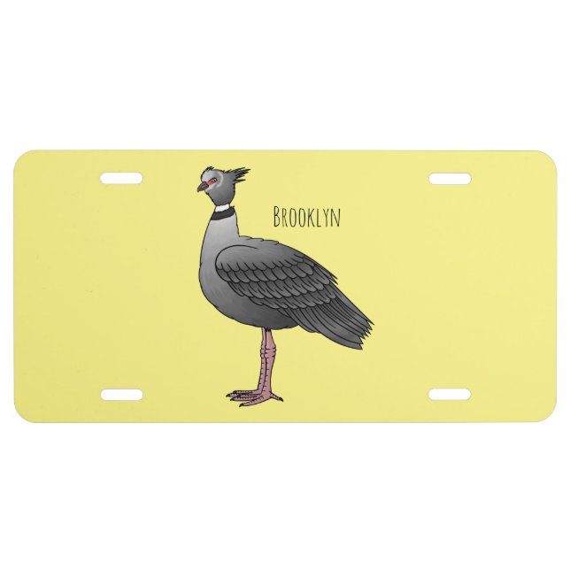 Southern screamer bird cartoon illustration license plate (Front)