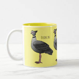 Southern screamer bird cartoon illustration Two-Tone coffee mug