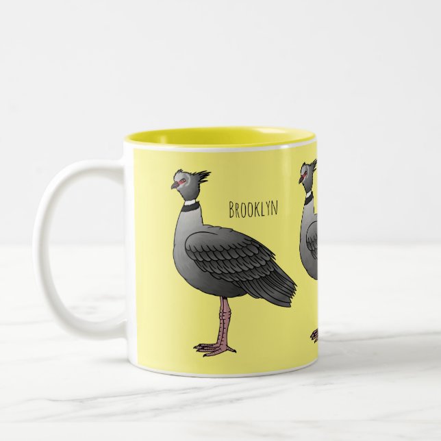 Southern screamer bird cartoon illustration  Two-Tone coffee mug (Left)