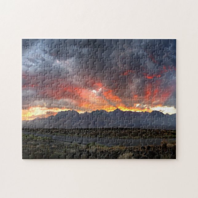 Southern Sierra Nevada Mountains Sunset Panorama Jigsaw Puzzle (Horizontal)