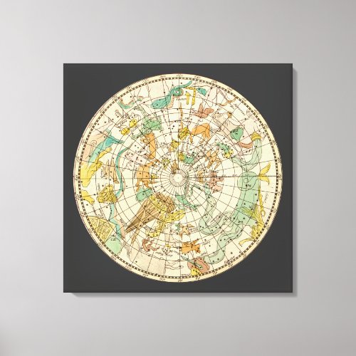 Southern Sky Star Chart and Constellations Map Canvas Print