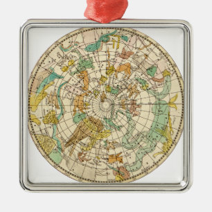 Southern Sky Star Chart and Constellations Map Metal Ornament