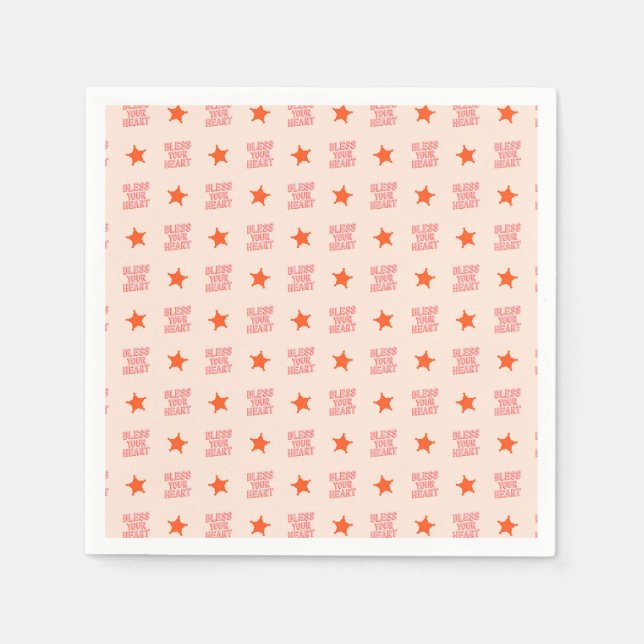 Southern Snark: Bless Your Heart (pink & orange) Napkins (Front)