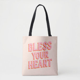 Southern Snark: Bless Your Heart (pink & orange) Tote Bag
