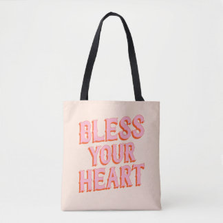 Southern Snark: Bless Your Heart (pink & orange) Tote Bag