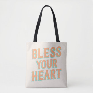 Southern Snark: Bless Your Heart (teal & coral) Tote Bag