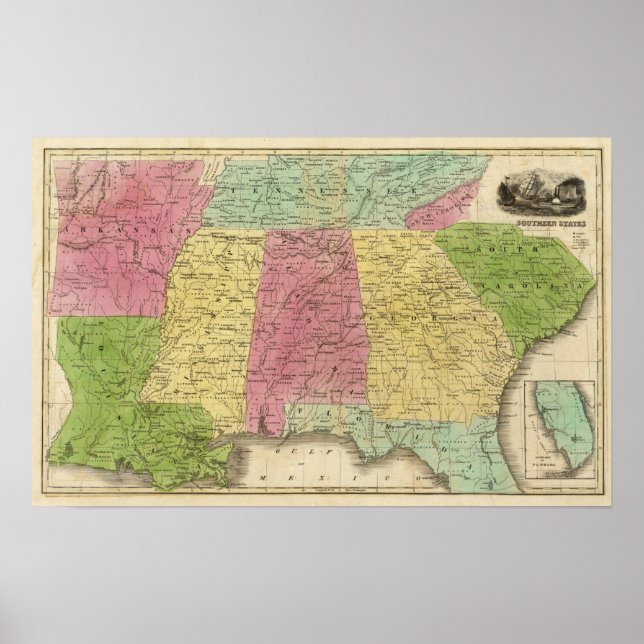 Southern States with South Part of Florida Poster (Front)