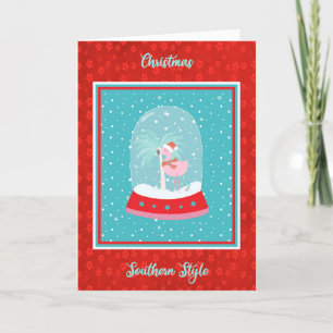 Southern Style Christmas Card with Flamingo