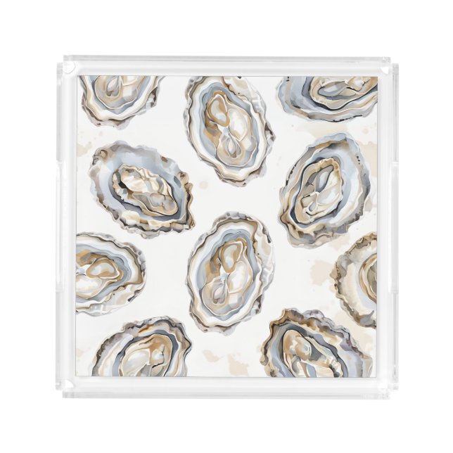 Southern Style Seaside Seafood Oyster Acrylic Tray (Front)