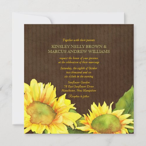 Yellow Watercolor Sunflowers Floral Fall Wedding Custom Announcements