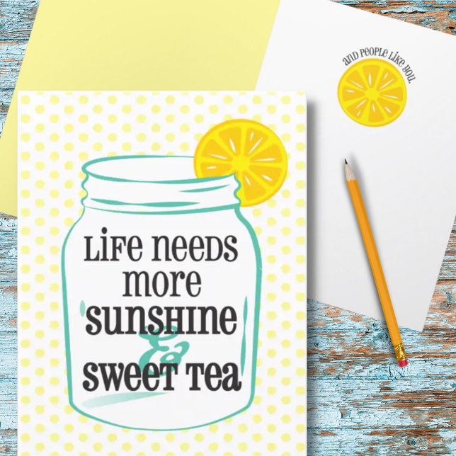 Southern Sunshine Sweet Tea Lemon Mason Jar Thank You Card (Creator Uploaded)