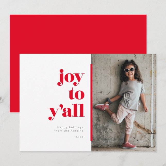Southern Sweetness Joy to Y'all Photo Holiday Card (Front/Back)
