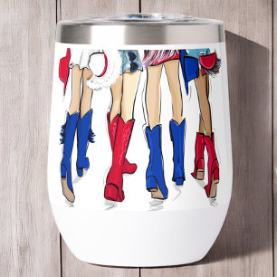Southern Texas Ladies Fashion Cowboy Boots Name In Thermal Wine Tumbler