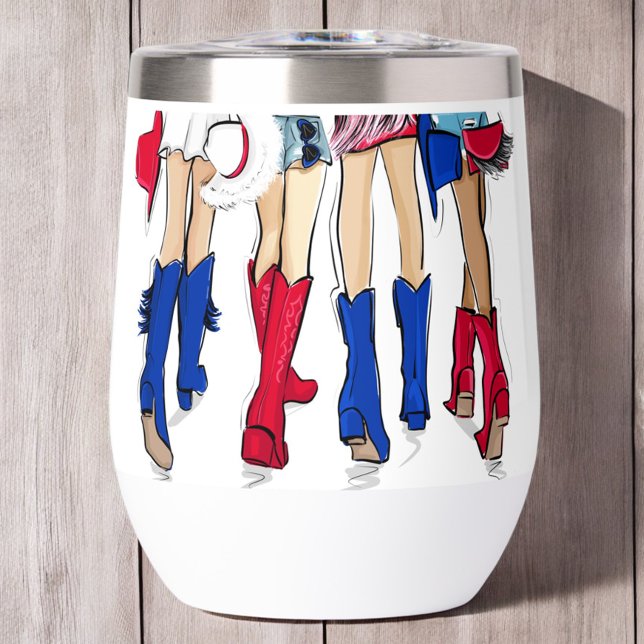 Southern Texas Ladies Fashion Cowboy Boots Name In Thermal Wine Tumbler (Creator Uploaded)