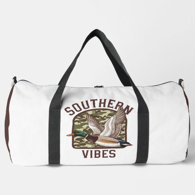 Southern Vibes Flying Duck Camo Duffle Bag (Front)