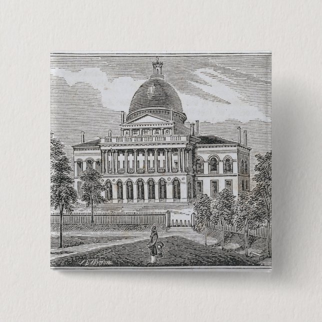 Southern view of the State House in Boston Button (Front)