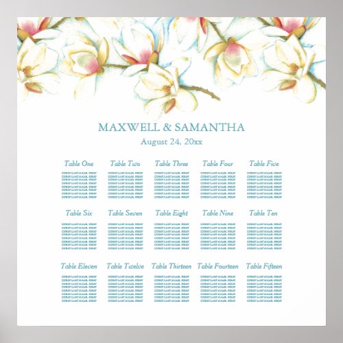 Southern Wedding SEATING CHART Magnolia Poster