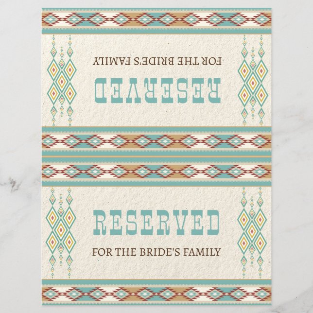 Southern western boho tribal wedding table sign (Front)
