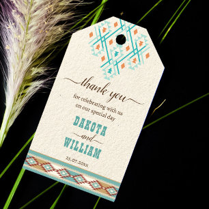 Southern western boho tribal wedding thank you gift tags
