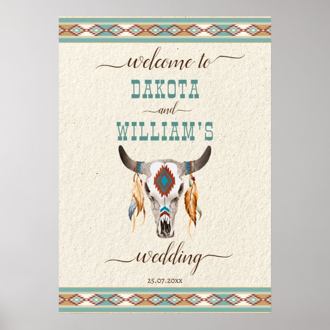 Southern western boho wedding welcome sign (Front)