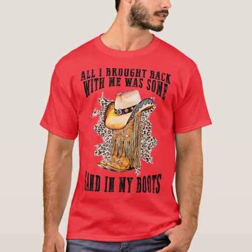 Southern western leopard Cowboy Boots Hat Sand In  T_Shirt