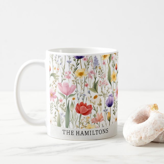 Southern Wildflower Personalized Mug (With Donut)