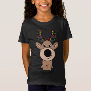 SouthernDesignTees Cute Reindeer with Christmas Li T-Shirt