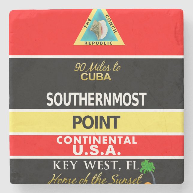 Southernmost Point Buoy Key West Stone Coaster (Front)