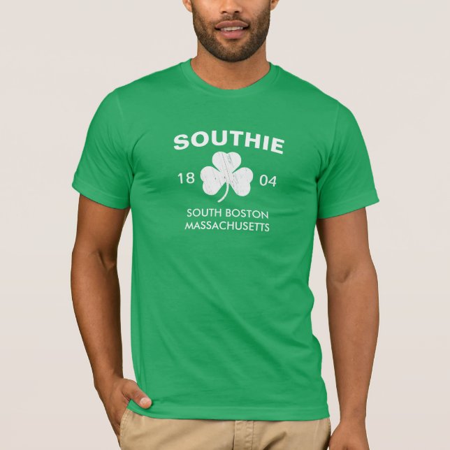 Southie Boston Massachusetts 1804 with Shamrock T-Shirt (Front)
