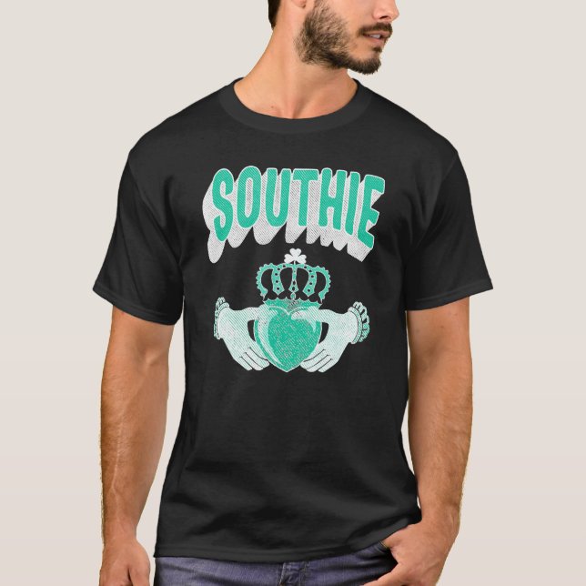 Southie South Boston Irish Claddagh Celtic Distres T-Shirt (Front)