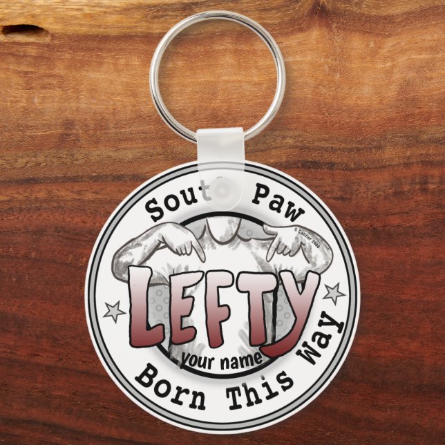 Southpaw Left Handed  keychain  (Front)
